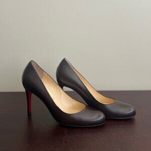 New! Christian Louboutin, Brown, Round Toes with 3 1/2 Inch Heels!!